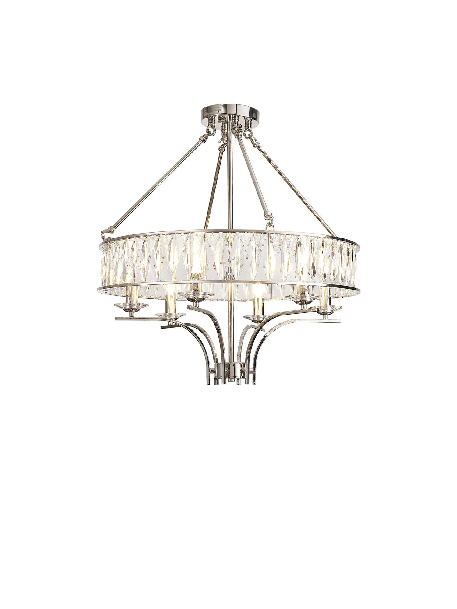 Vivienne Crystal Pendant/Semi Ceiling 6 Light Polished Nickel IL31819  Diyas Vivienne Polished Nickel